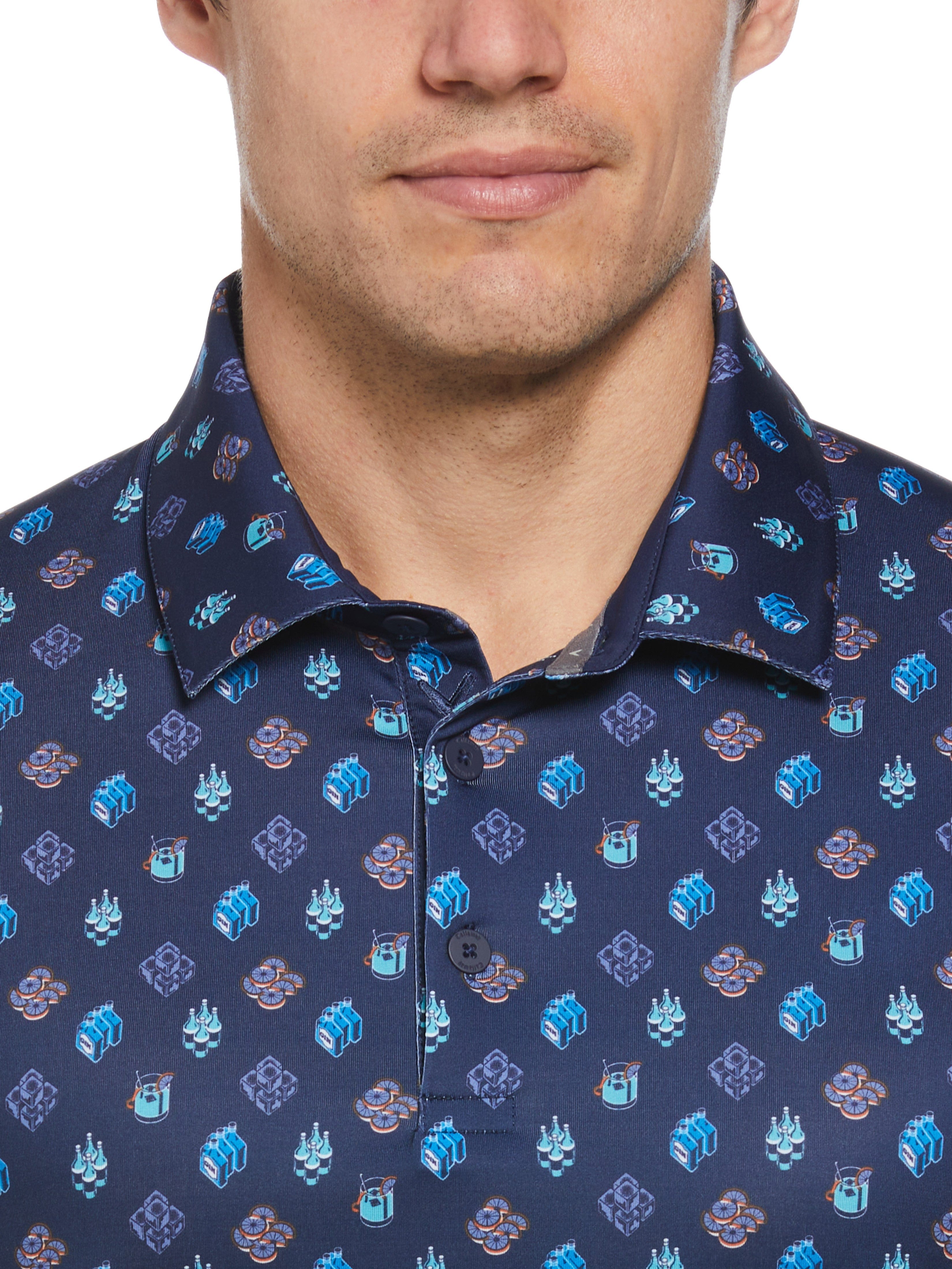 Men's Negroni Print Golf Polo Shirt - Breathable & Stylish for Golf, Casual Wear & Outdoor Activities
