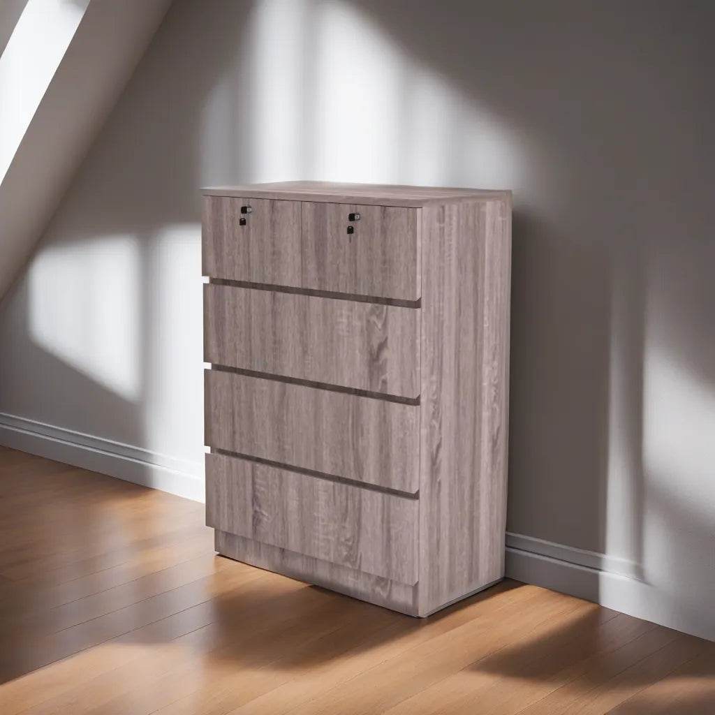 Myrton 5-Drawer Chest in Cappuccino Finish - Stylish & Durable Bedroom Storage Furniture for Home Organization