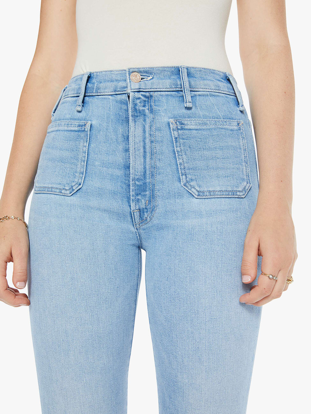 Hustler Patch Pocket Ankle Jeans for Women - Distressed Denim Pants with Unique Tune In Tune Out Design | Perfect for Casual Wear, Street Style & Everyday Outfits