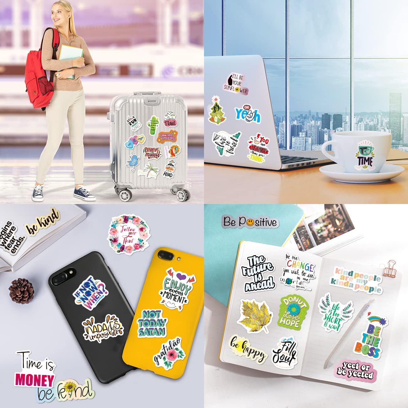 200pcs Motivational Quote Stickers - Positive Affirmation Stickers for Students, Teachers, Kids & Adults - Inspirational Words Stickers for Water Bottles, Laptops, Journals & DIY Crafts - Boost Confidence & Productivity Daily