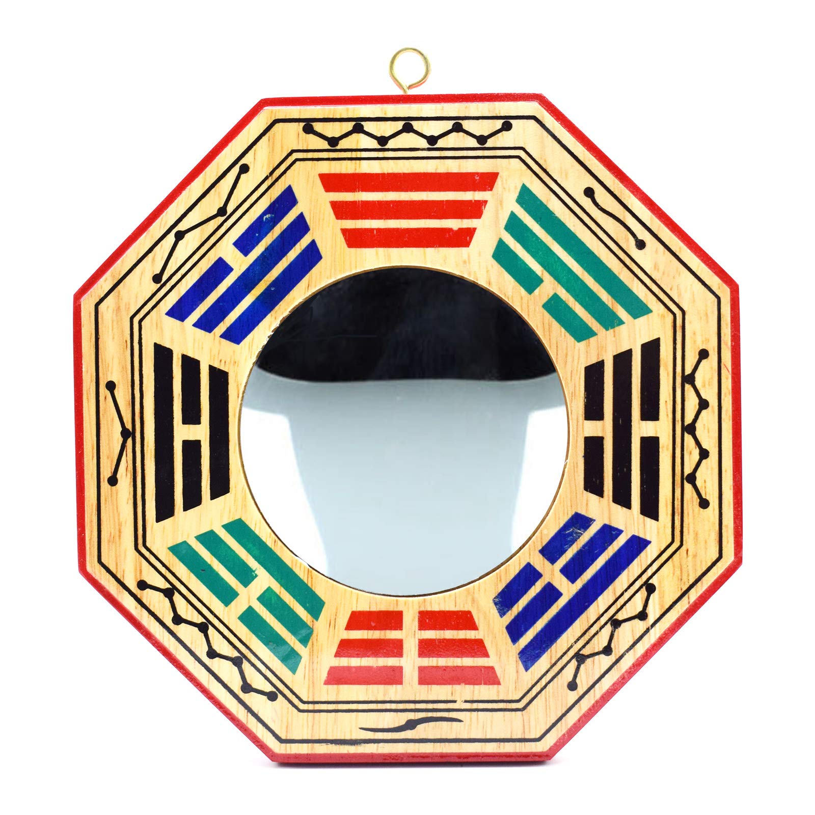 6 Inch Chinese Bagua Mirror - Feng Shui Wooden Convex Mirror for Home Protection & Positive Energy | Perfect for Front Door, Office & Wall Decor