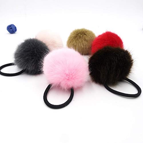 6 Pack Cute Elastic Hair Ties with Colorful Pompoms - Soft Stretch Hair Bands for Girls & Women - Perfect for School, Work, and Everyday Hairstyles