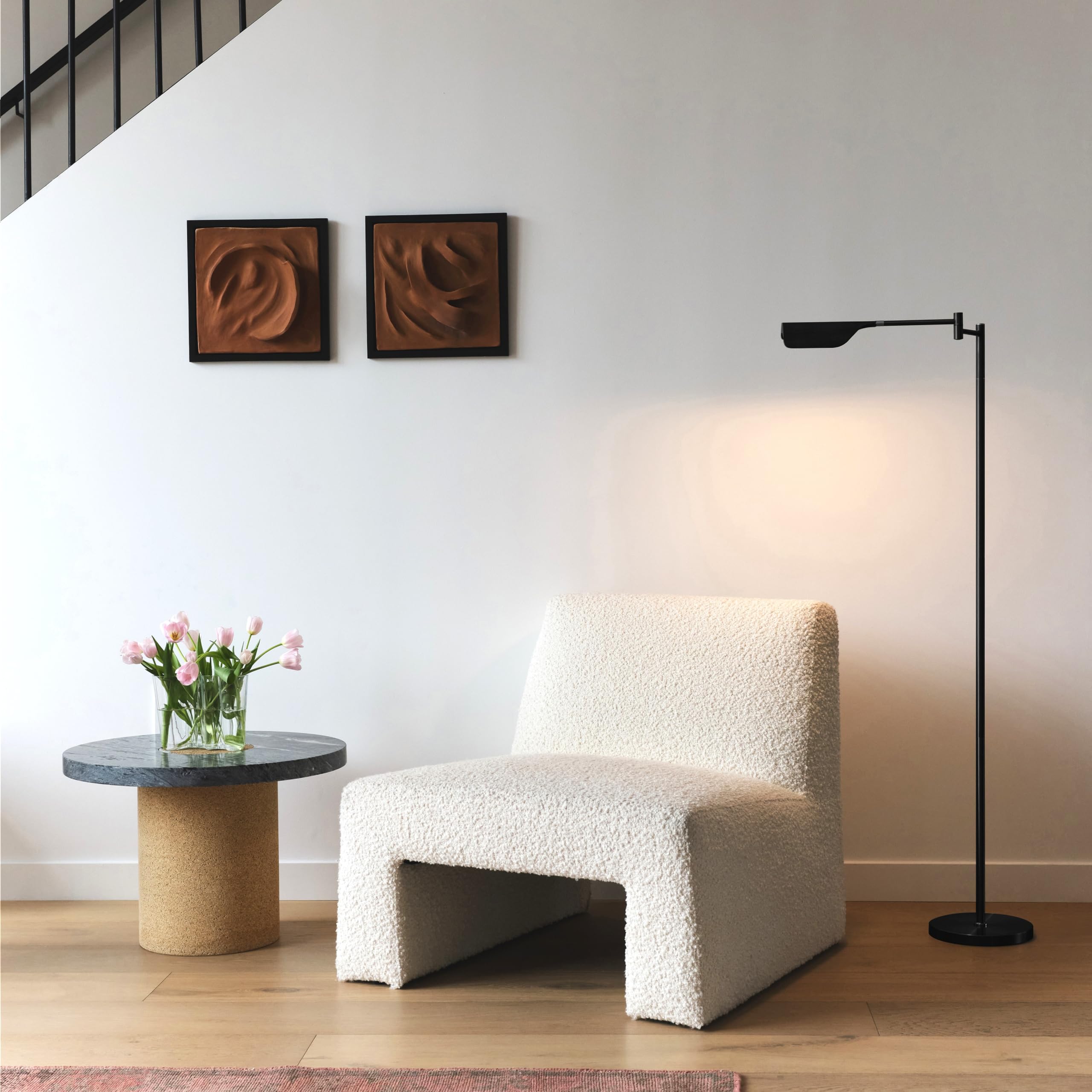 Brightech Leaf Pharmacy LED Reading Floor Lamp - Dimmable & Adjustable Standing Lamp with Easy Rotation for Living Room, Office, Sewing & Crafting - Perfect for Reading, Working & Hobbies (Jet Black)