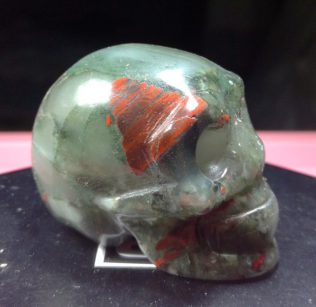 Hand Carved Blood Stone Skull Statue - 1.9