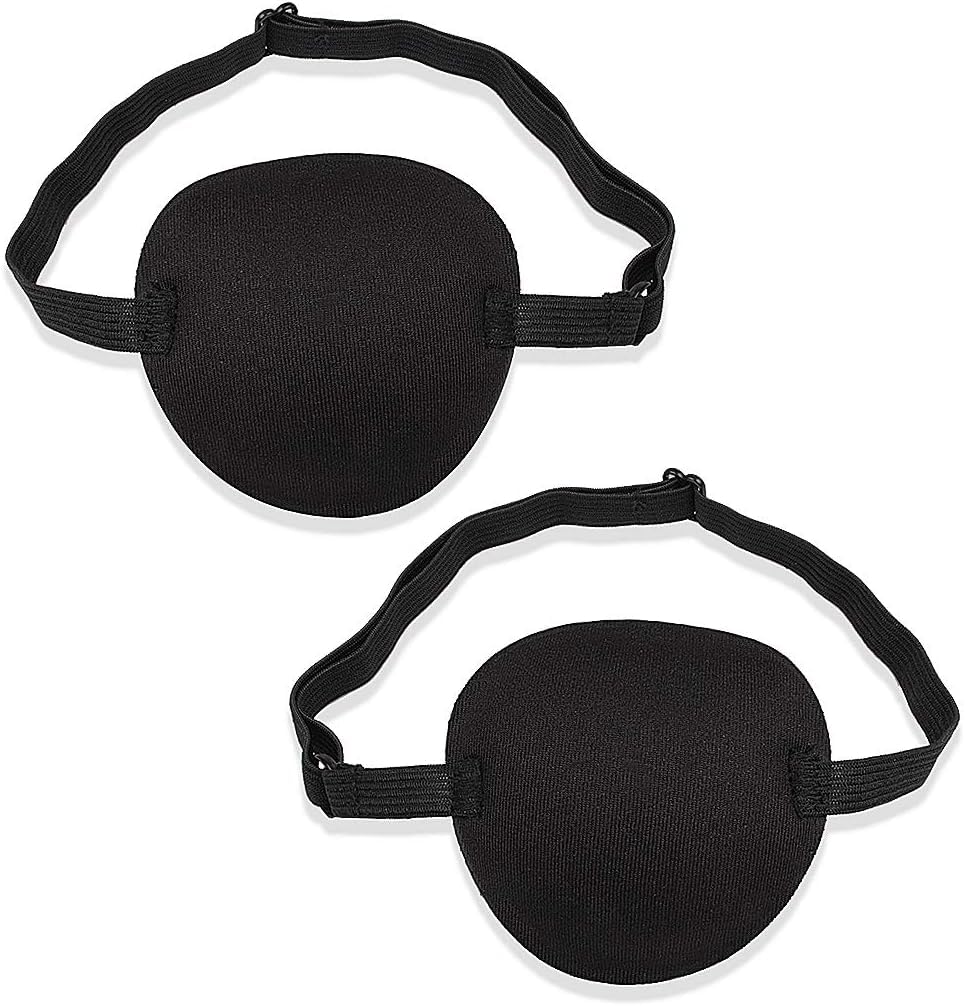 GOHO 2-Pack Adjustable Soft Eye Patch for Adults & Kids - Comfortable Pirate Eye Mask for Amblyopia & Lazy Eye Treatment - Black - Perfect for Costumes, Medical Use & Sleep Therapy