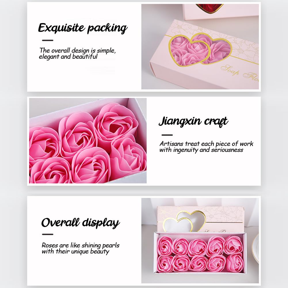 Rose Flower Bath Soap Gift Set - Handmade Soap Rose Petals in Decorative Box for Valentine's Day, Anniversary, Birthday, Mother's Day - Luxury Body Wash for Romantic Baths, Spa Days & Special Occasions