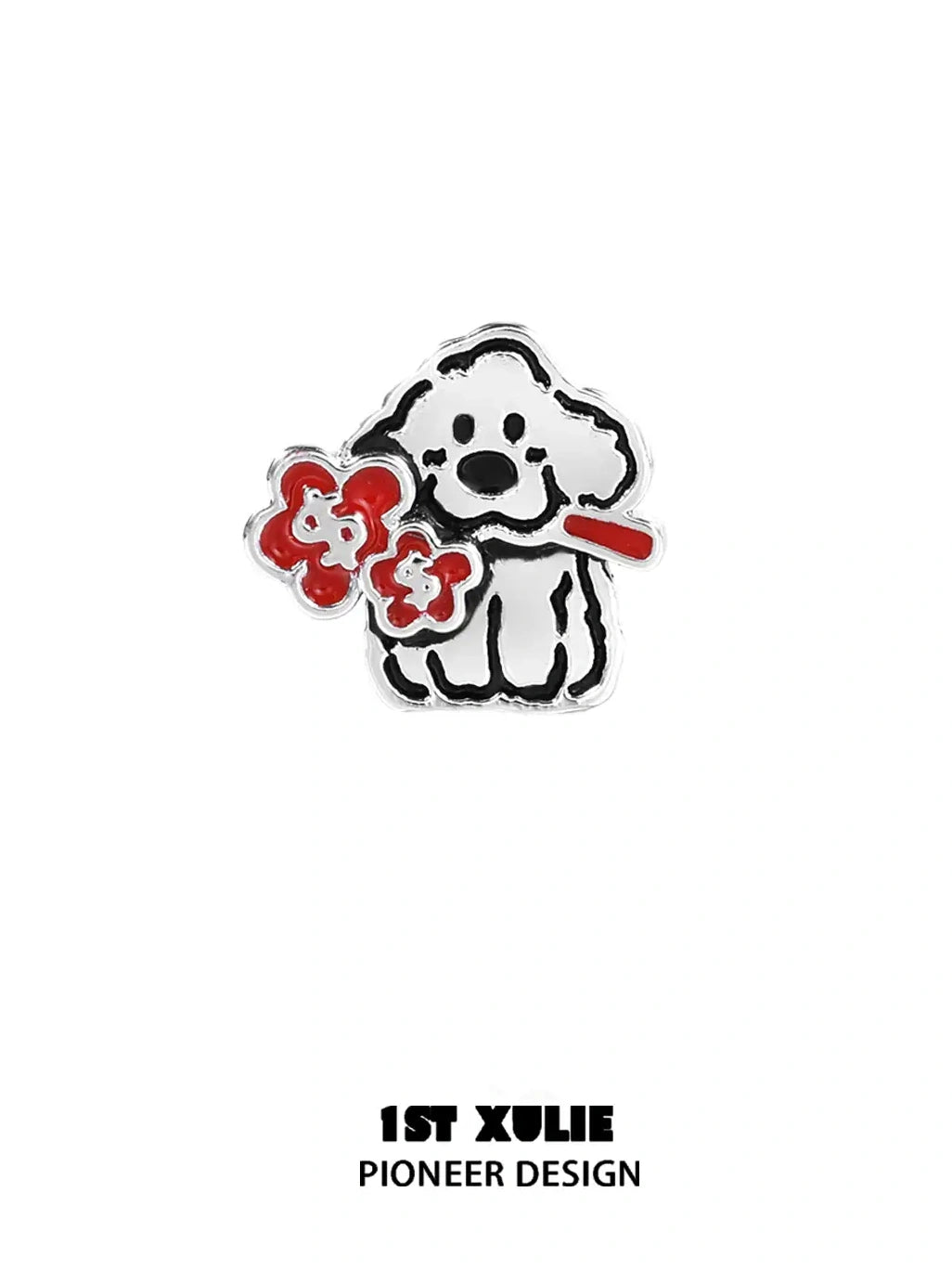 S925 Sterling Silver Chinese New Year Graffiti Puppy Stud Earrings - Festive Spring Festival Jewelry Gift for Women