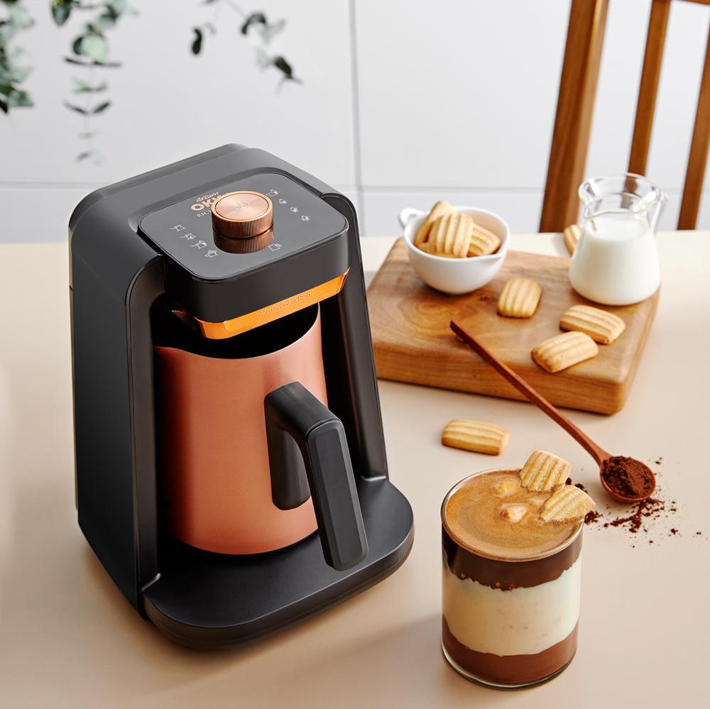 Arzum Okka Rich Spin Pro Turkish Coffee Maker - 120V Electric Milk Frother & Velvetiser for Hot Beverages - 5 Cup Stainless Steel Pot - Perfect for Home, Office & Cafe Use