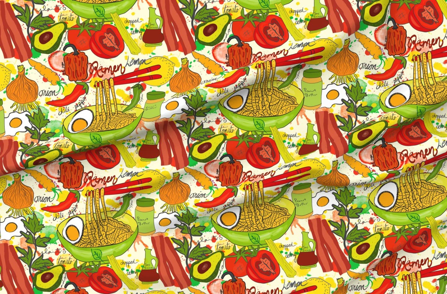 Recipe Red Egg Food Printed Fleece Fabric by The Yard - Soft DIY Sewing Material for Blankets, Loungewear & No-Sew Projects - Perfect for Home Decor, Baby Clothes & Crafting