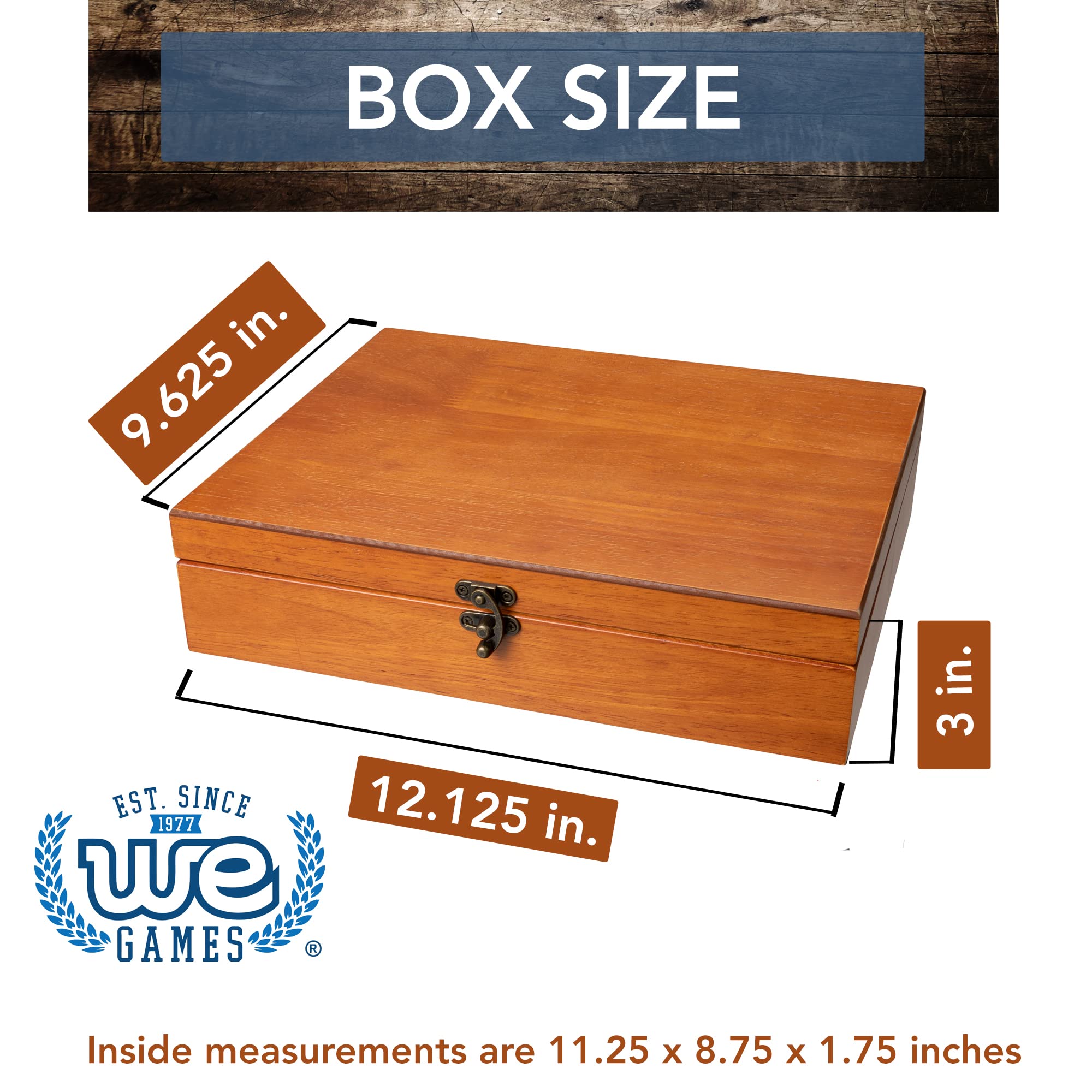 Old World Wooden Treasure Box with Brass Latch - Light Cherry Finish for Jewelry Storage