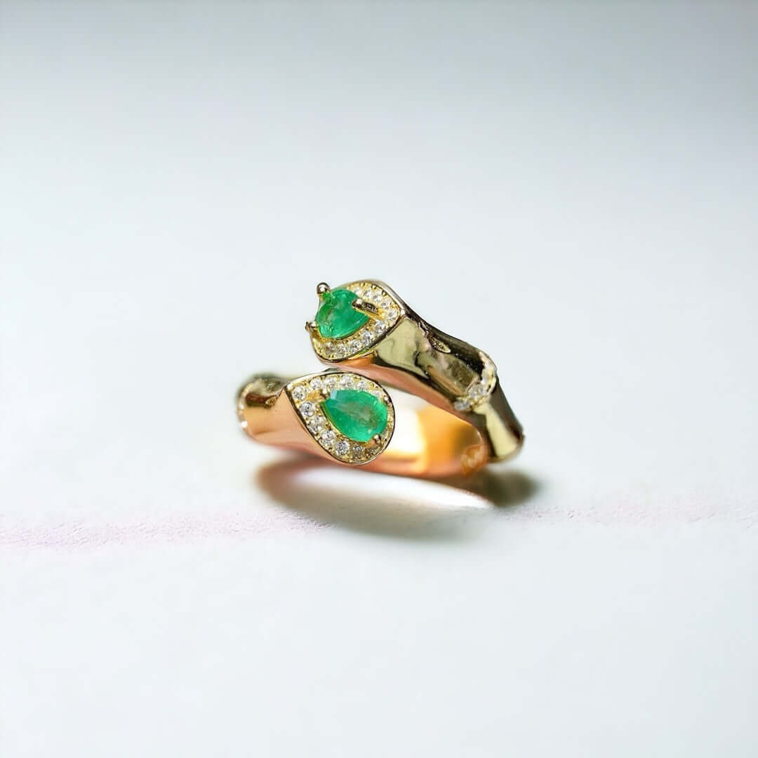 18K Gold Statement Snake Emerald Ring for Women | Elegant Jewelry Gift for Birthday, Anniversary & Special Occasions | NS2406