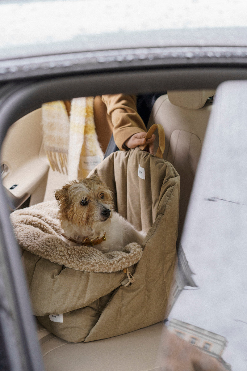 Premium Beige Dog Car Seat - Comfortable & Secure Pet Travel Carrier for Small to Medium Dogs - Perfect for Road Trips, Daily Commutes & Vet Visits