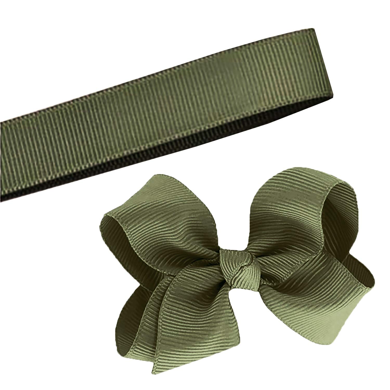 5 Yards Solid Olive Green Grosgrain Ribbon - 7/8 Inch Wide DIY Craft Ribbon for Bows, Wreaths, Gift Wrapping & Hair Accessories - Premium Quality USA Made Fabric Ribbon