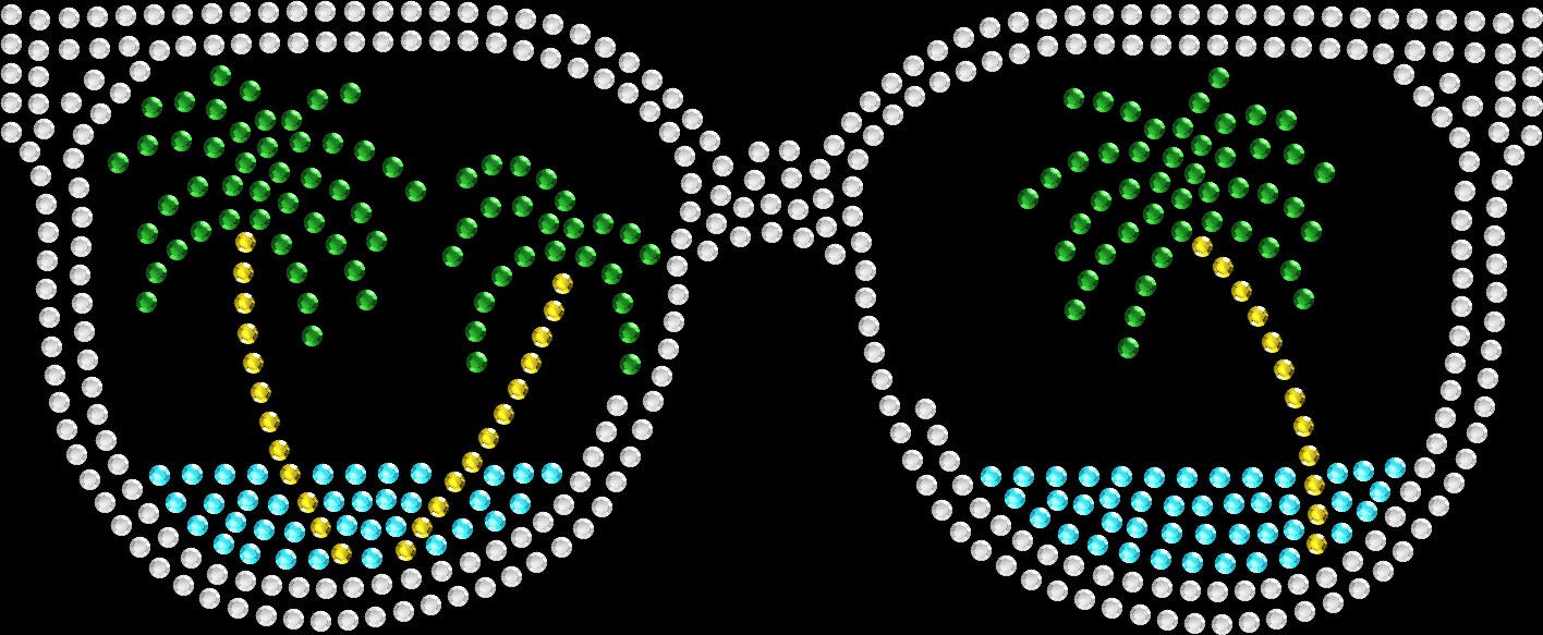 Rhinestone Sparkle Iron-On Transfer for DIY Sunglasses - Beach, Palm & Ocean Theme - Perfect for Summer Accessories, Party Favors & Craft Projects