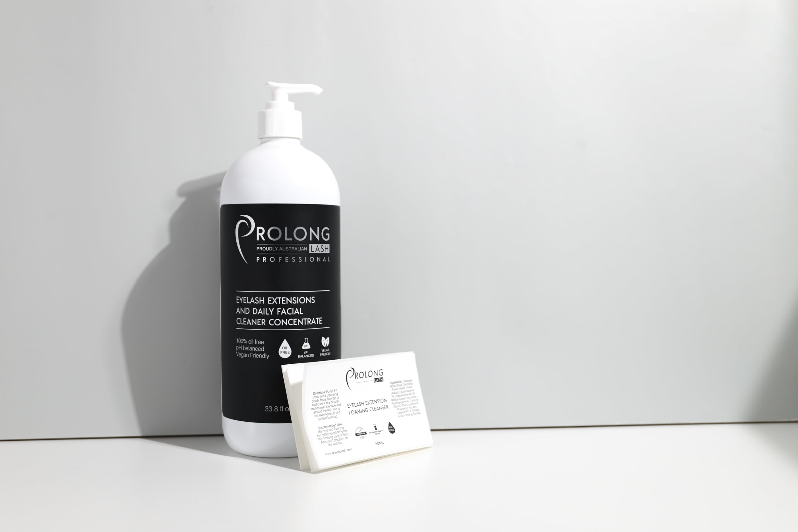 Prolong Lash Eyelash Extension Shampoo - Gentle Foaming Cleanser for Eyelashes & Face - Paraben & Sulfate Free - Salon & Home Use - 1L Bottle - Perfect for Lash Extension Aftercare & Daily Facial Cleansing