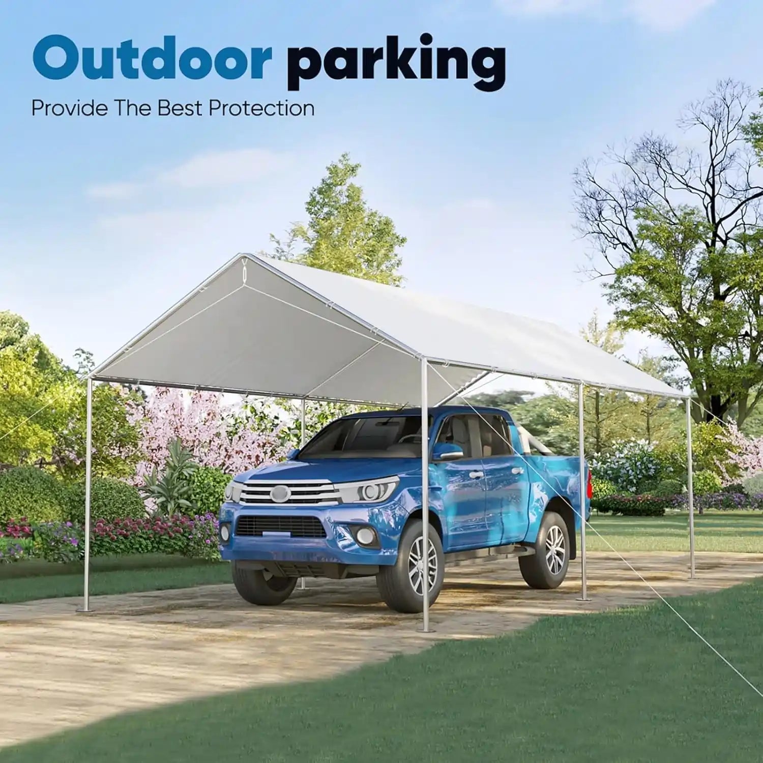 10' x 15' Heavy Duty Car Canopy - Waterproof Outdoor Car Shelter for SUV, Truck & Vehicle Protection - Perfect for Camping, Parking & Outdoor Events