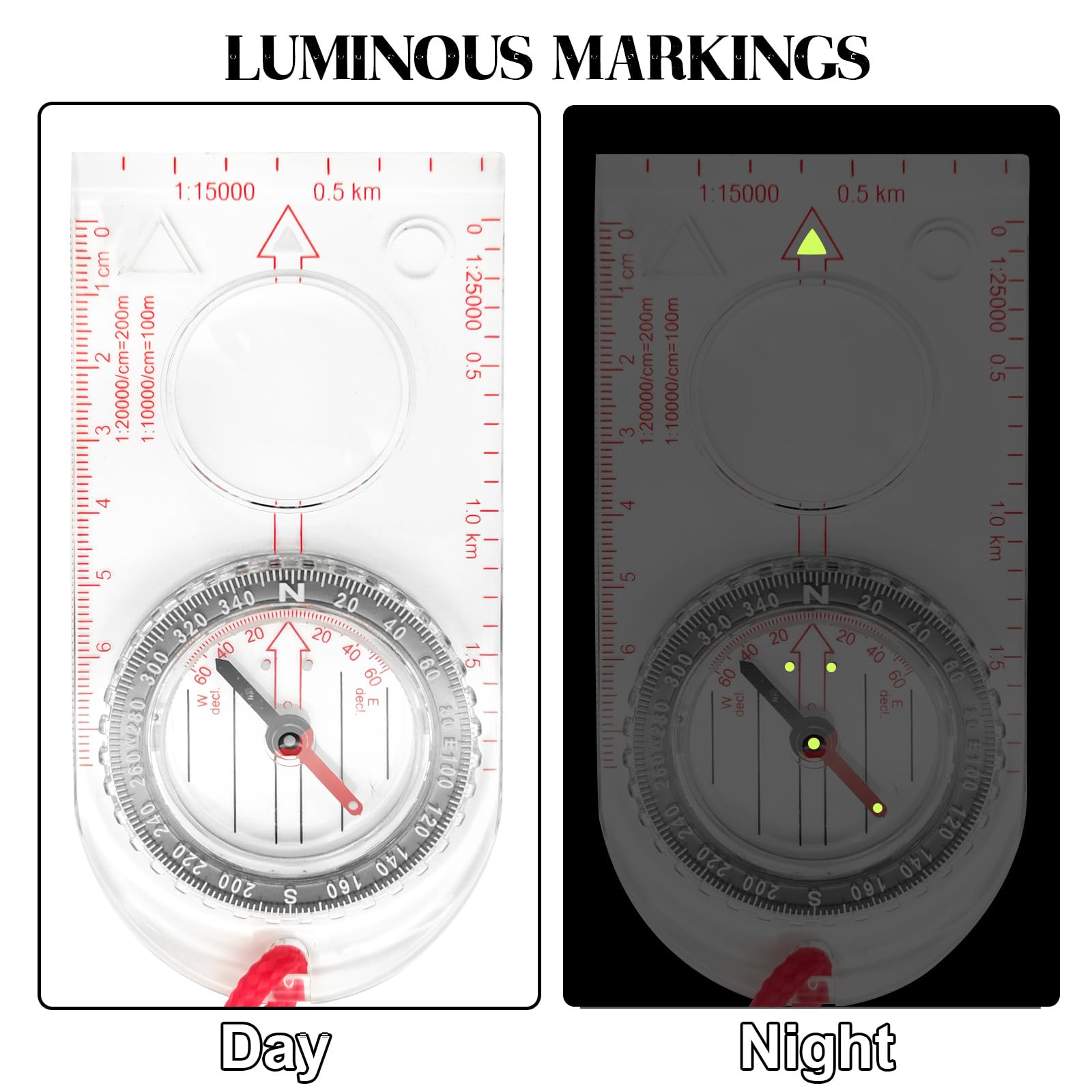 BlingKingdom Multifunctional Waterproof Compass with Map Ruler & Magnifier - Adjustable Lanyard for Hiking, Camping, Outdoor Navigation & Survival Gear | Perfect for Explorers, Backpacking & Map Reading Adventures