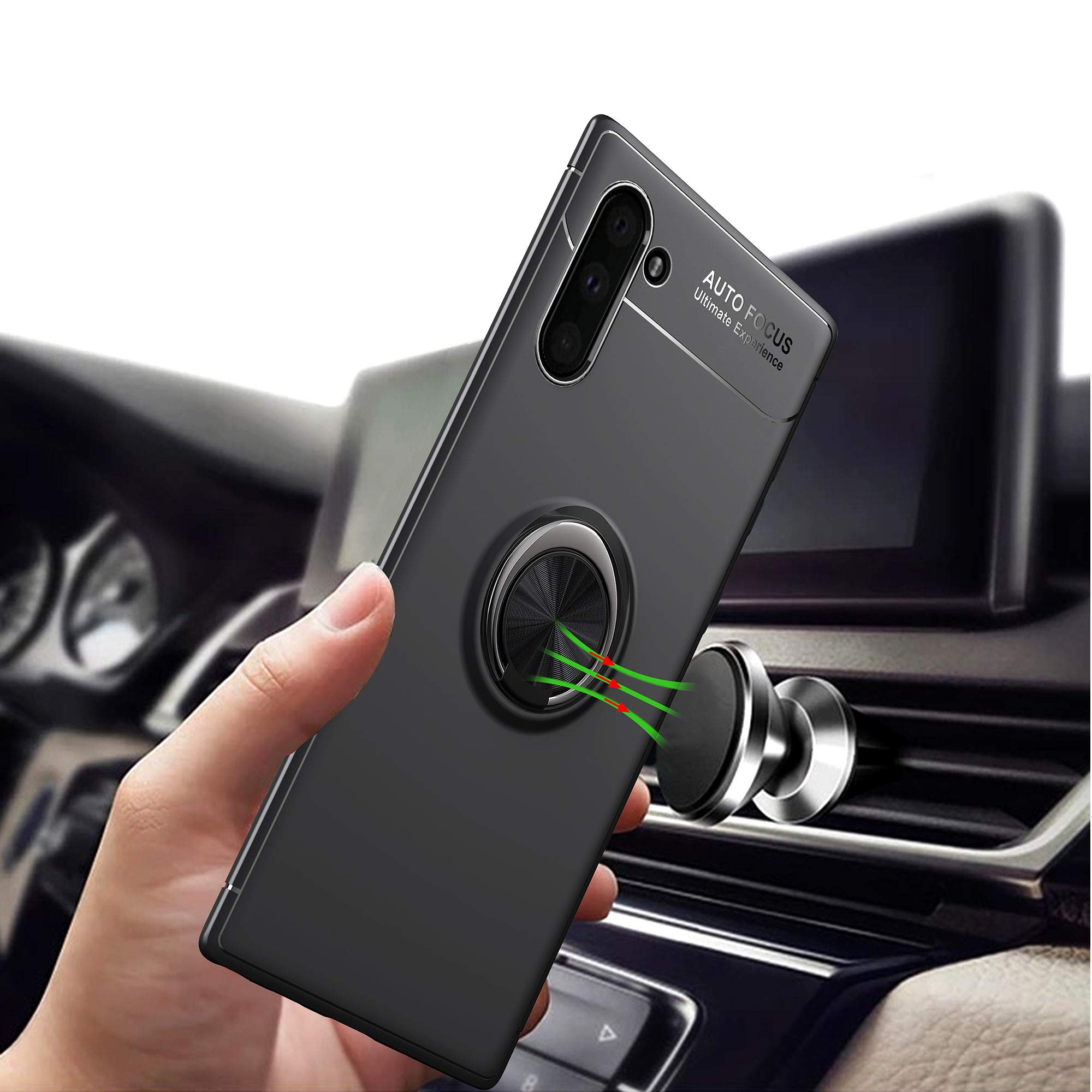 Samsung Galaxy Note 10 Case with Rotatable Metal Ring Kickstand & Holder - Shockproof Anti-Scratch Ultra-Slim Protective Cover (Blue+Black) | Compatible with Magnetic Car Mount | Perfect for Work, Travel & Daily Protection