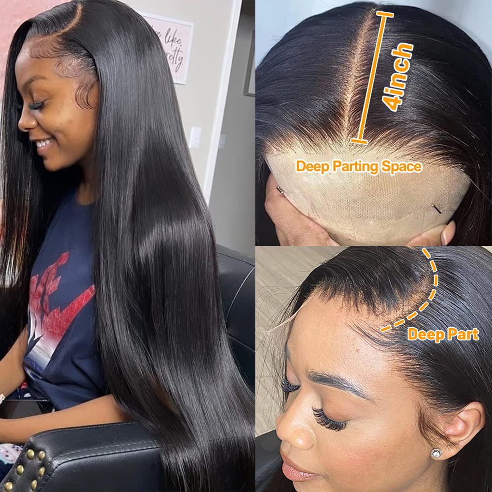 13x4 Lace Front Wigs Human Hair Straight - 180% Density Brazilian Virgin Human Hair Wigs for Black Women | Pre-Plucked with Baby Hair | Natural Color (20inch) | Perfect for Daily Wear, Parties & Special Occasions