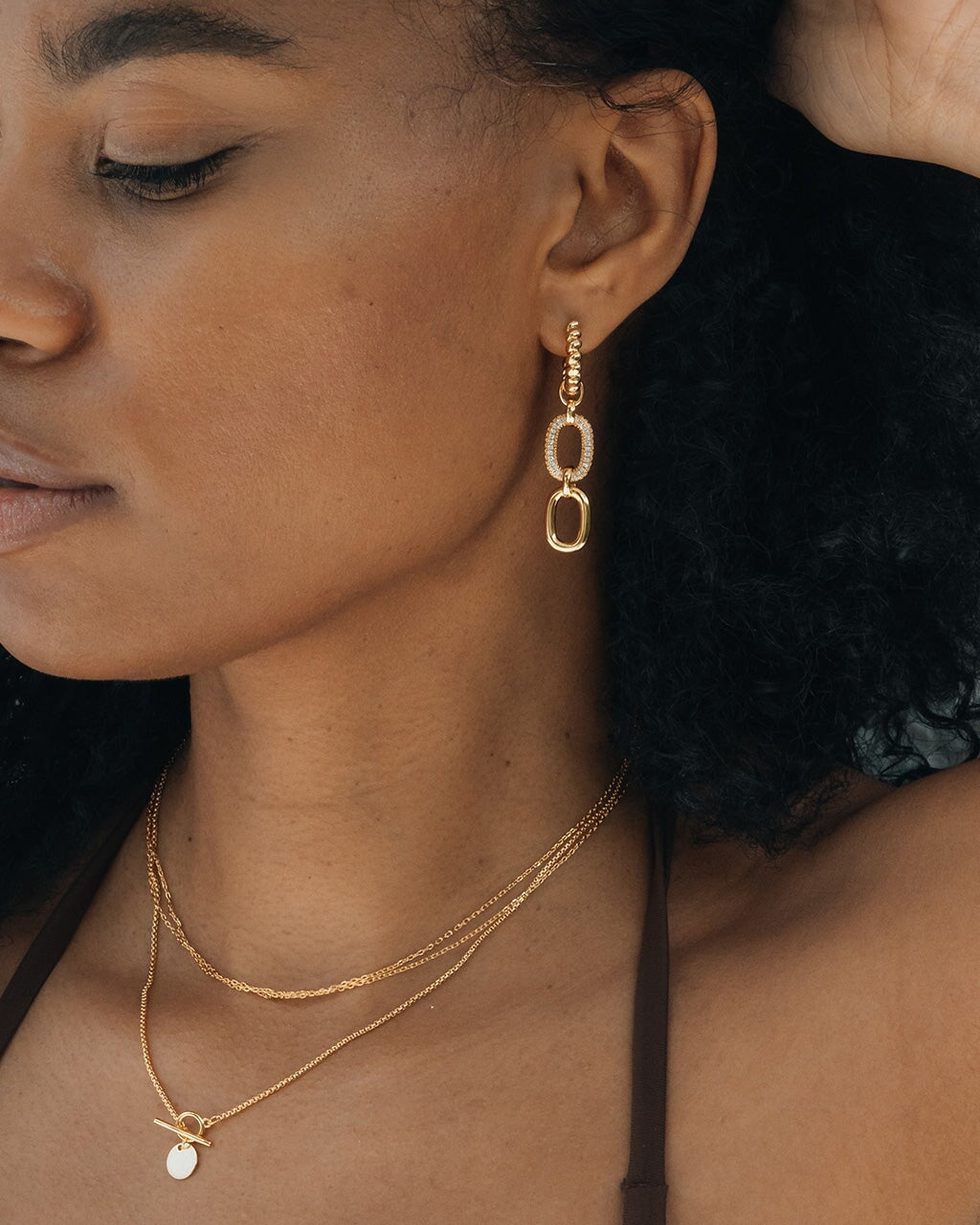 Andi Chain Link Drop Hoop Earrings for Women - Trendy Gold & Silver Fashion Jewelry - Perfect for Parties, Weddings & Everyday Wear