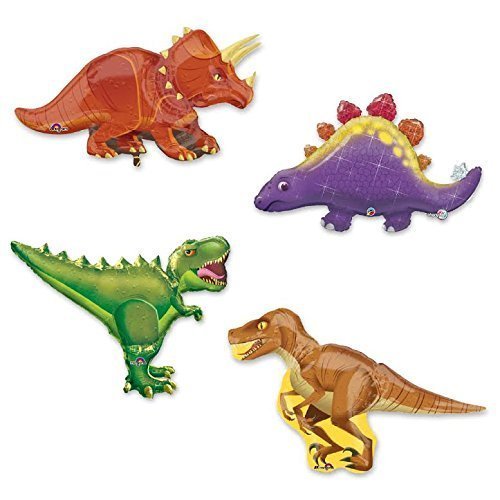 Giant 4-Piece Dinosaur Foil Party Balloons - Jumbo Dino Decorations for Birthday Parties, Baby Showers & Themed Events