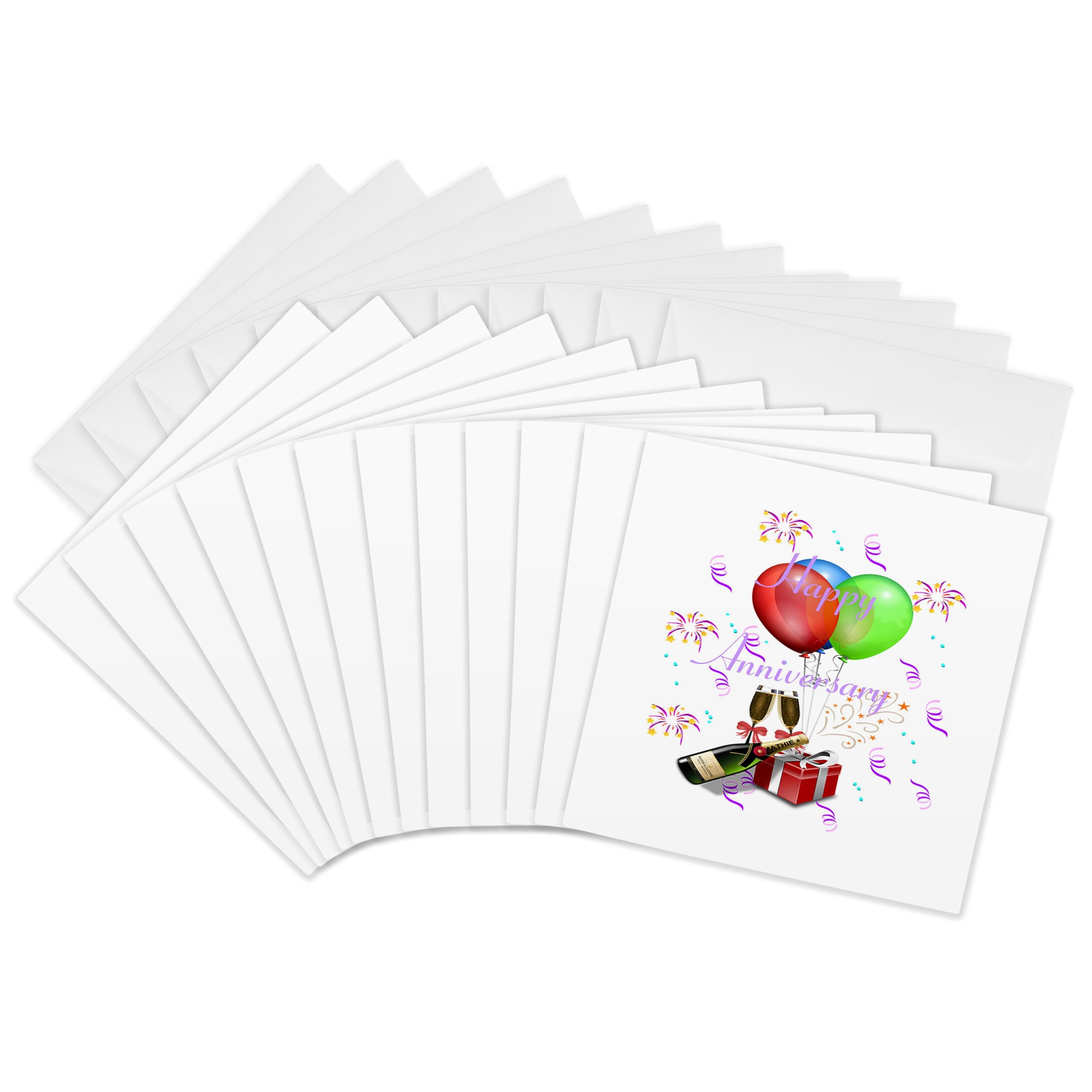 3D Rose Happy Anniversary Greeting Card with Champagne & Balloons Design - Perfect for Anniversaries, Weddings & Romantic Celebrations (gc_181035_2)