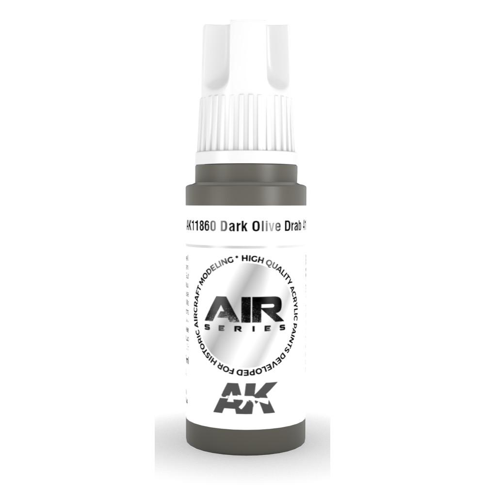 AK Interactive AK11860 Air Series Dark Olive Drab 41 Acrylic Paint - 17ml Bottle for Scale Models & Miniatures - 3rd Generation Premium Formula for Airbrushing & Hand Painting