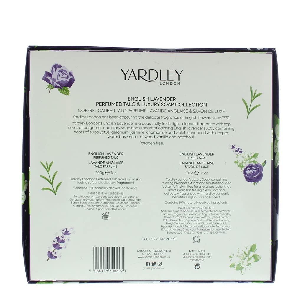 Yardley of London Talc & Soap Gift Set 2019 | Luxury Bath & Body Collection for Women | Perfect for Spa Day, Gifts & Self-Care
