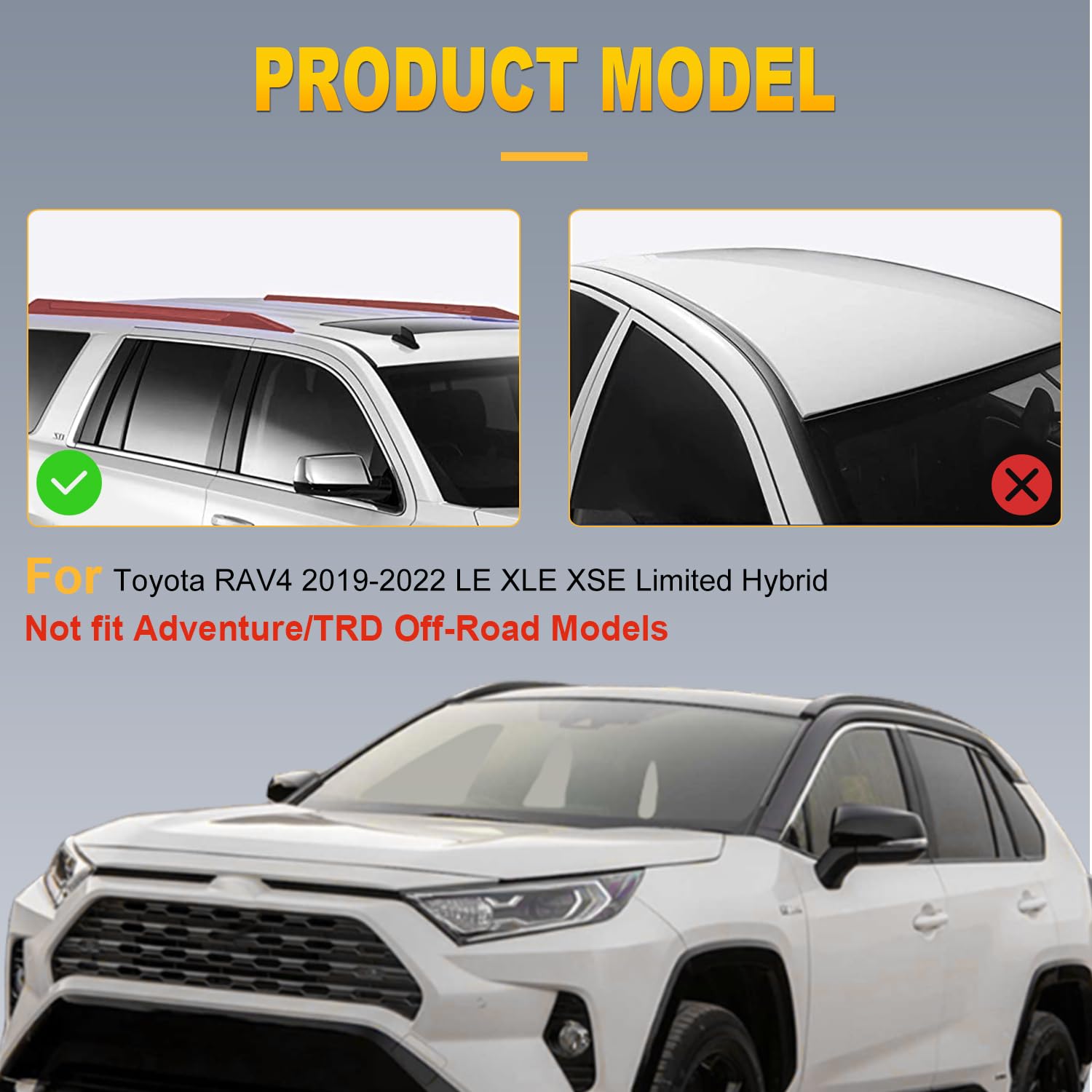 OCPTY Universal Cross Bars Roof Rack - Compatible with Toyota RAV4 2019-2020 Models - Heavy Duty Luggage Racks for Cargo Carrier, Kayak, Canoe, Bike, Snowboard & Ski - Perfect for Road Trips & Outdoor Adventures