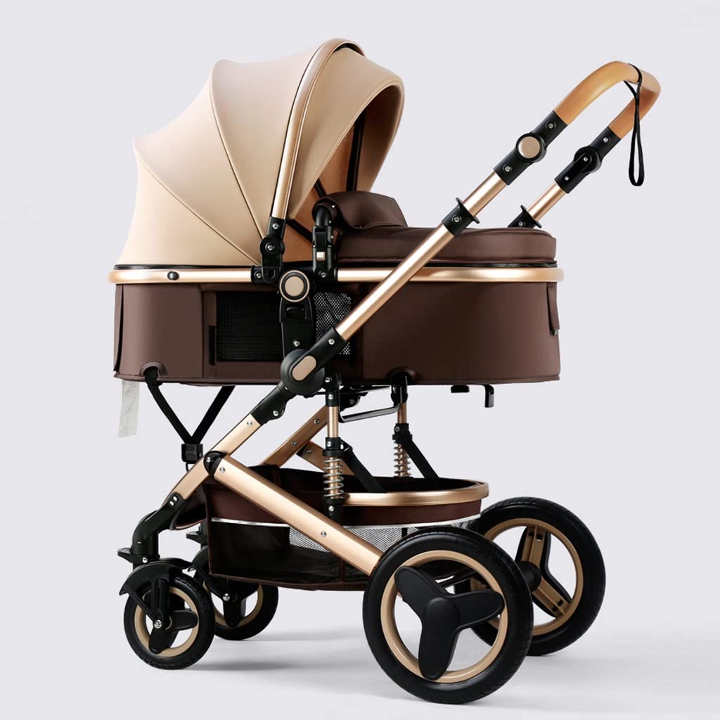 Foldable Baby Stroller with Footmuff - Lightweight Travel System for Toddlers & Infants, Adjustable Canopy & Shock-Absorbing Wheels, Brown - Perfect for Shopping, Travel & Daily Walks