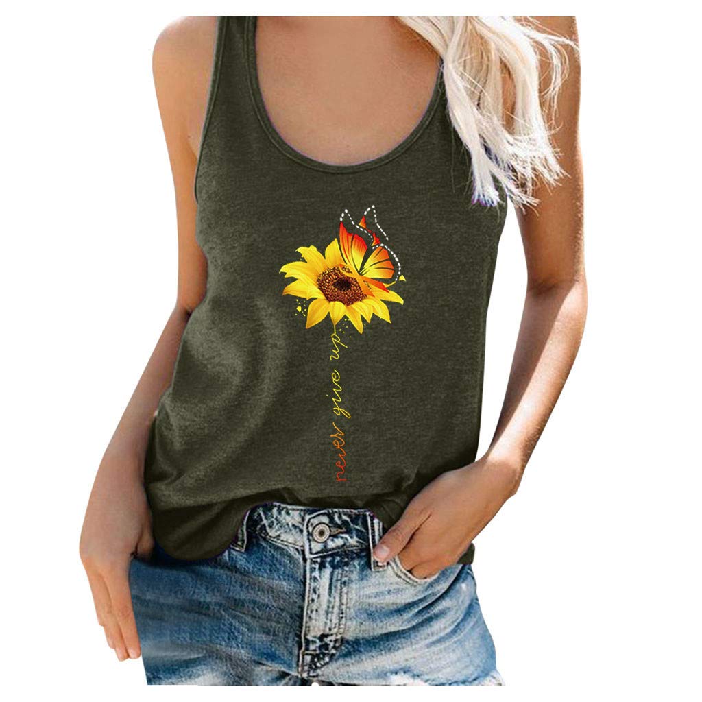 Vedolay Women's Fashion Graphic Printed Sleeveless Tank Top - Soft Loose Fit Crop Tee Blouse for Summer, Casual Wear, Gym, and Beach Outfits