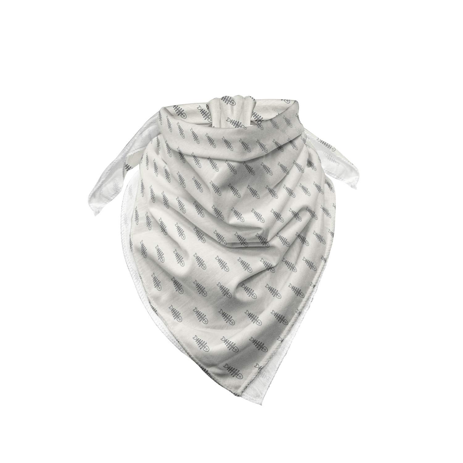 Ambesonne Fish Bandana - Minimalist Fish Bones Skeleton Design - Unisex Head & Neck Scarf for Men & Women - Perfect for Outdoor Activities, Fishing, Hiking, and Beach Trips