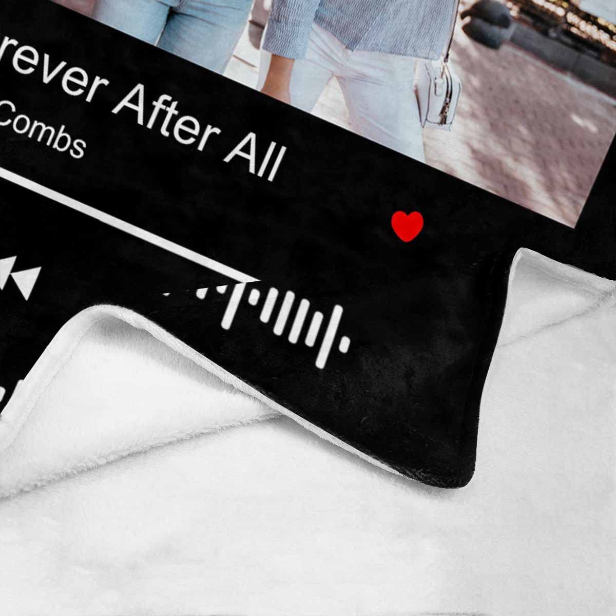 Custom Photo & Spotify Code Blanket - Personalized Best Friend Gift for Women, BFF Birthday Present, Long Distance Friendship Throw Blanket with Music & Artist Name - 40x50 Inches - Perfect for Sister, Anniversary & Special Occasions