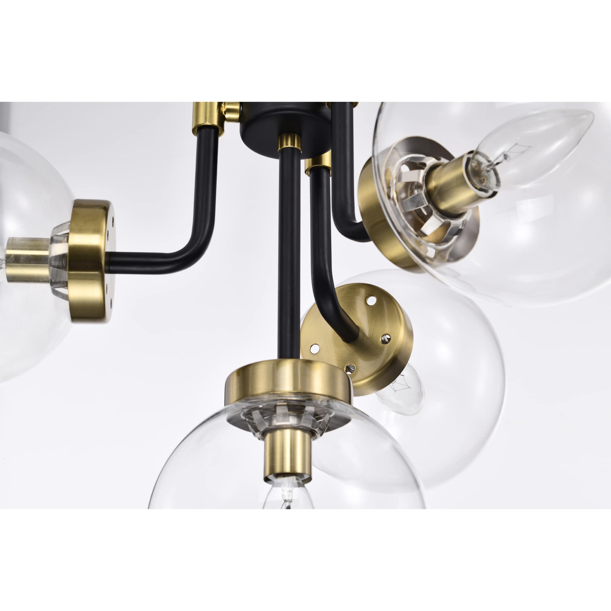 47 Inch Modern Contemporary Ceiling Chandelier in Matte Black & Gold Polish - 4-Light Fixture for Dining Room, Living Room, or Bedroom Lighting
