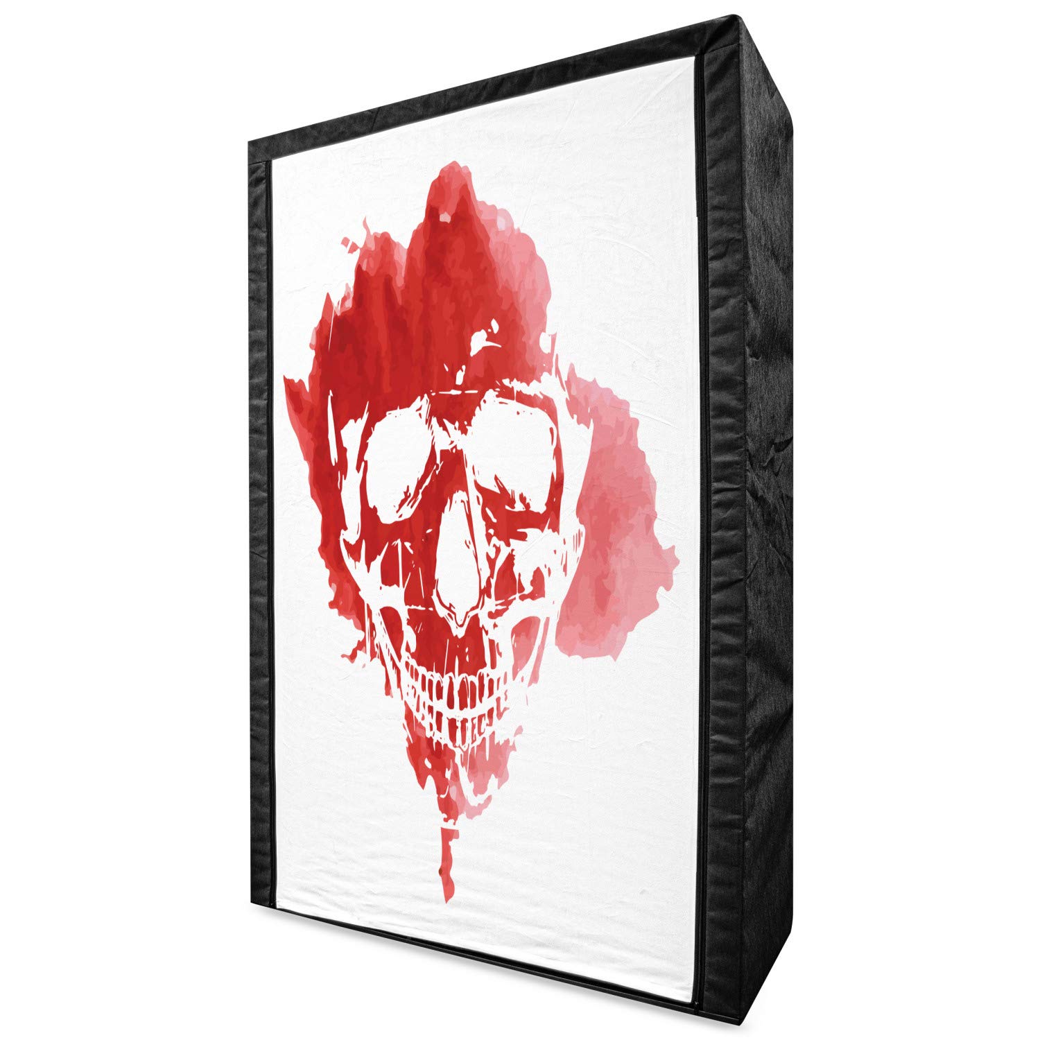 Ambesonne Gothic Horror House Portable Fabric Wardrobe - Watercolor Skull & Skeleton Design, 42.5