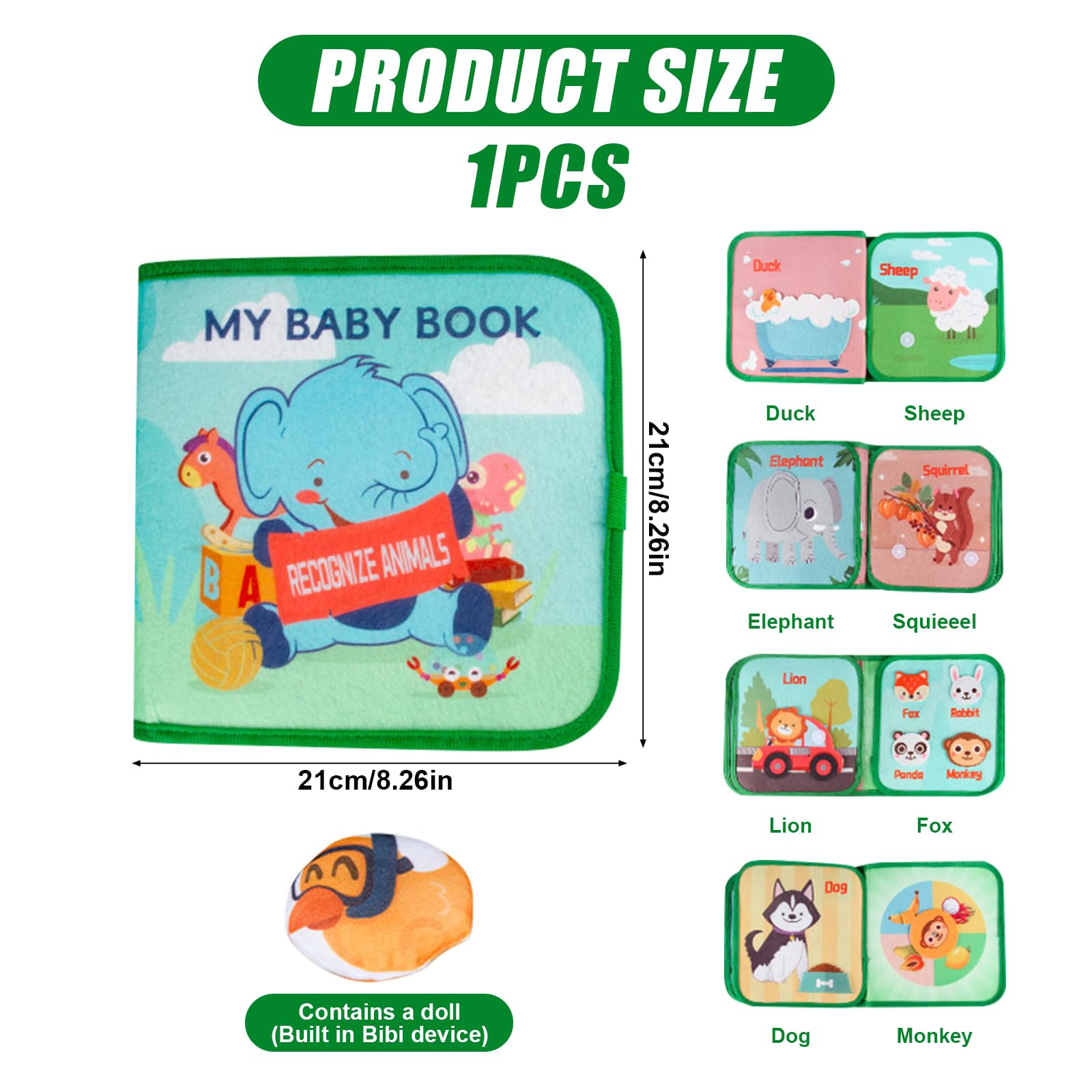 Montessori Busy Board Activity Toy for Toddlers Ages 1-3 - Educational Sensory Learning Toy with Animals & Transportation Theme - Perfect for Travel, Preschool & Quiet Time Play