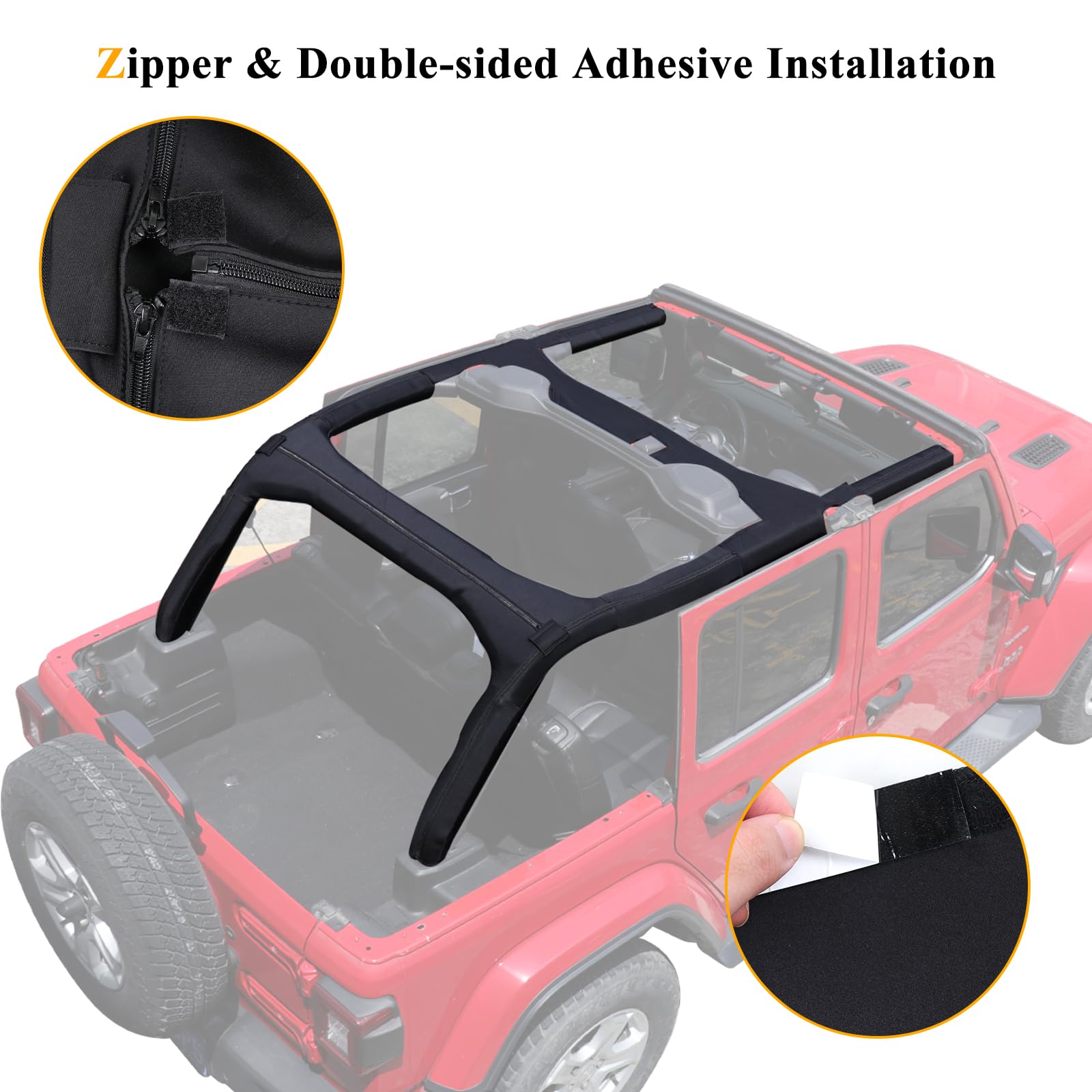 Jeep Wrangler JL Roll Bar Covers 4PCS (2018-2023 4 Door) - Scratch Protection for Roll Cage & Interior, Durable Accessories for Off-Road & Daily Driving