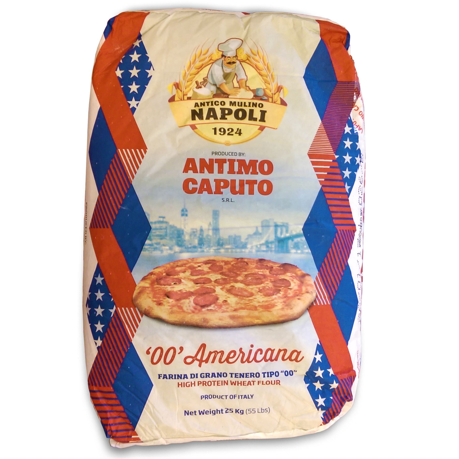 Antimo Caputo Americana Pizza Flour - 55 lb (25 kg) Professional Grade for Authentic Italian Pizza | Perfect for Home Chefs & Pizzerias | Ideal for Wood-Fired Ovens & Neapolitan Style Pizza