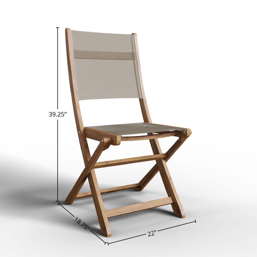 Premium 3-Piece Round Teak Outdoor Bistro Set - Folding Table & Chairs in Taupe | Patio, Garden, Balcony Dining Furniture for Small Spaces