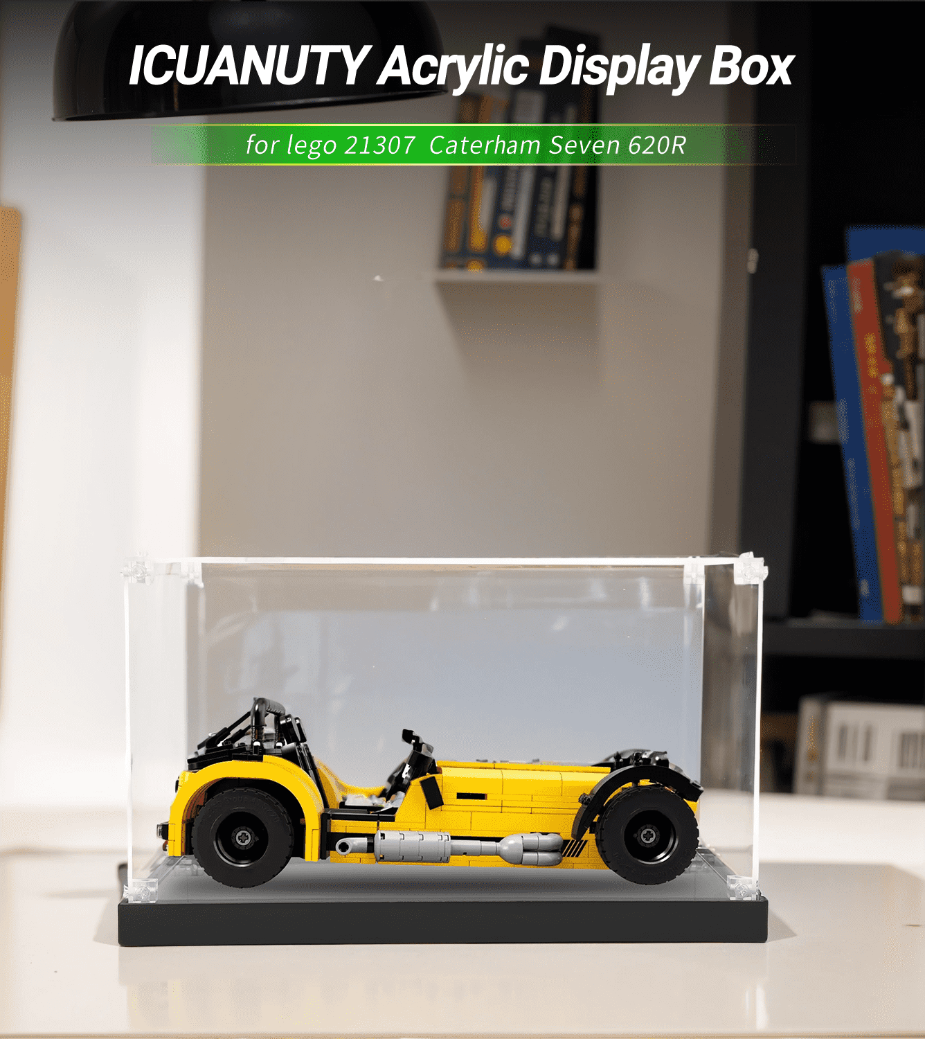 Lego Ideas Caterham Seven 620R 21307 Display Case - Clear Acrylic Showcase for Lego Car Model Collection - Perfect for Home Office Decor & Gift for Lego Enthusiasts