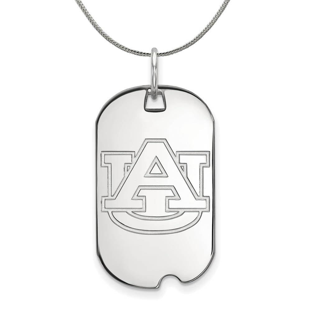 Black Bow Sterling Silver Auburn U Dog Tag Pendant Necklace for Women - Perfect for Gifts, Memorial Jewelry & Everyday Wear