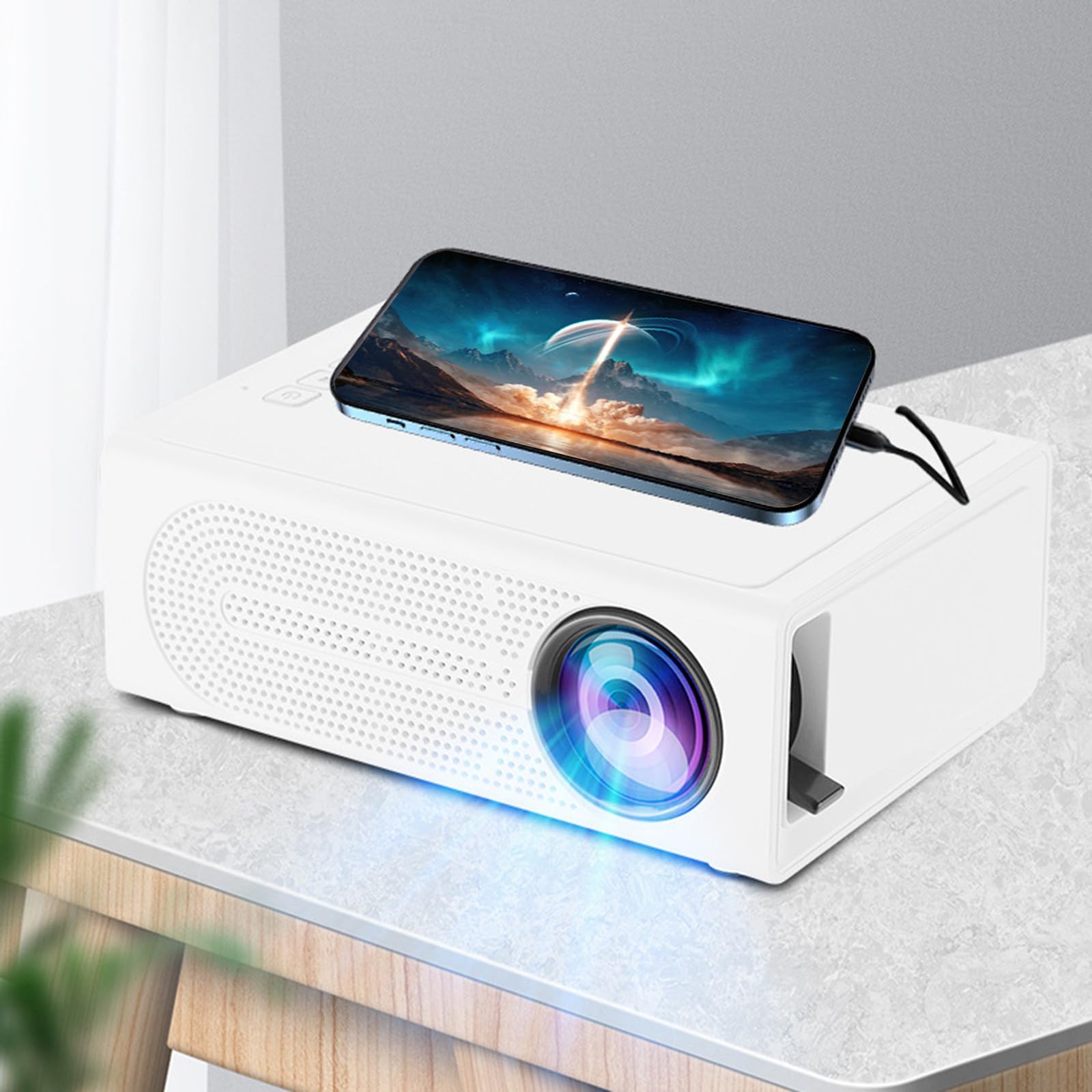 Portable Mini Projector with Remote - 1080P HD LED Projector for Bedroom & Living Room - HDMI/USB/AV/Memory Card Support - Perfect for Movie Nights, Gaming & Home Theater Entertainment