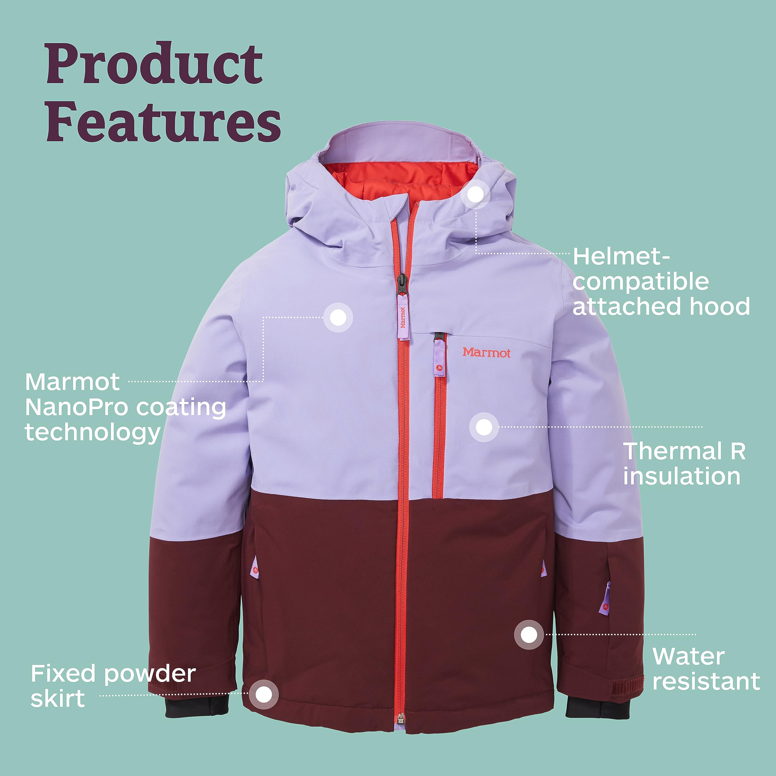 MARMOT Kids Snowline Jacket - Waterproof Winter Coat for Boys & Girls - Warm Insulated Snow Jacket for Skiing, Snowboarding & Outdoor Activities