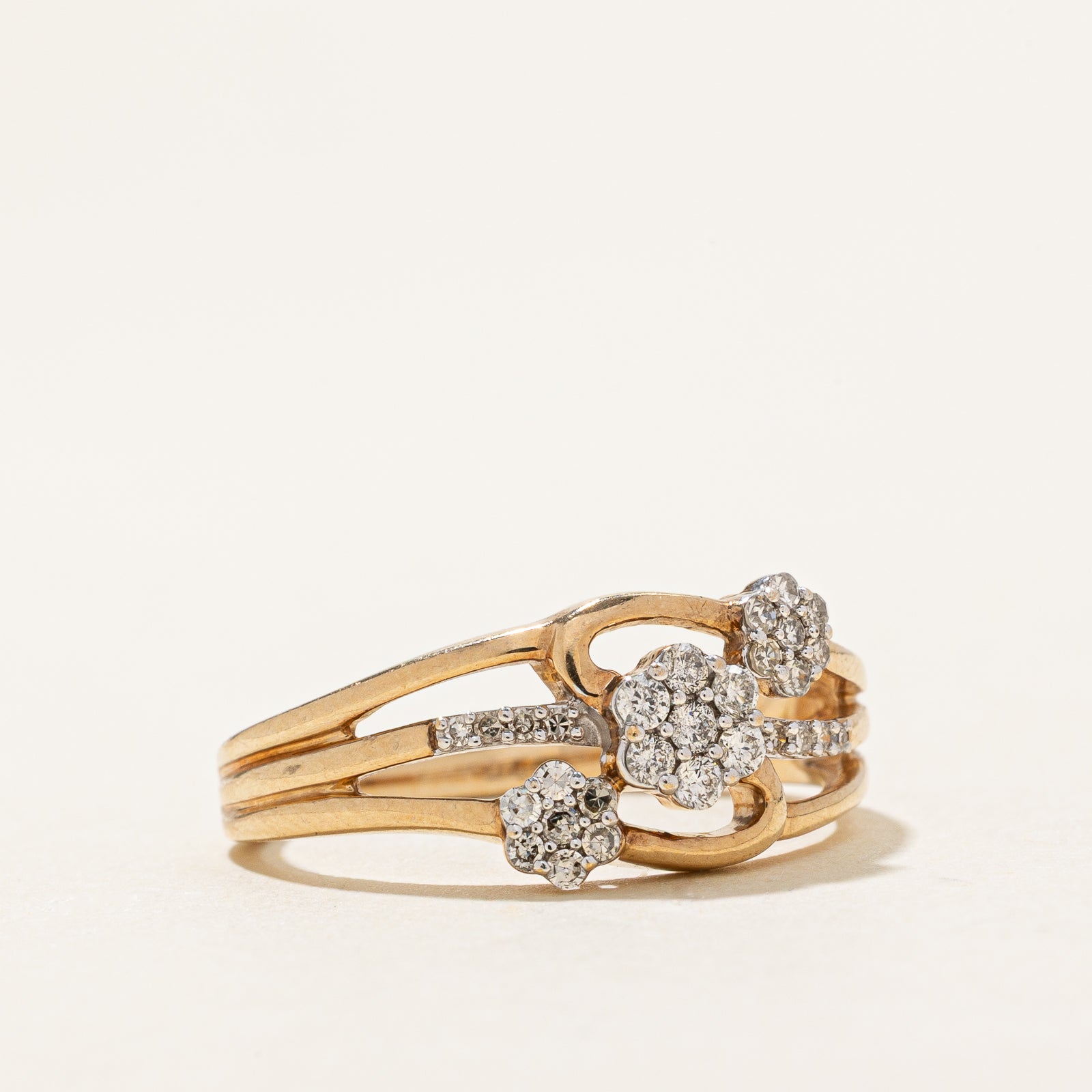 Michael Hill Diamond Floral Ring | 0.25 Carat Total Weight | Size 7.5 | Elegant Wedding, Engagement & Anniversary Gift for Women