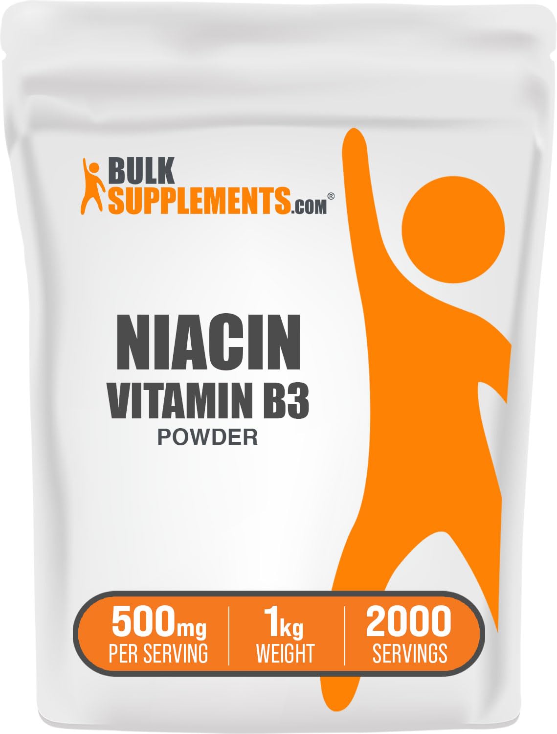 BulkSupplements Pure Niacin Powder 500mg - Vitamin B3 Supplement for Energy & Metabolism - Gluten Free, Non-GMO, 5kg (11 lbs) Pack of 5 - Supports Cardiovascular Health & Skin Care - Perfect for Smoothies, Baking & DIY Skincare