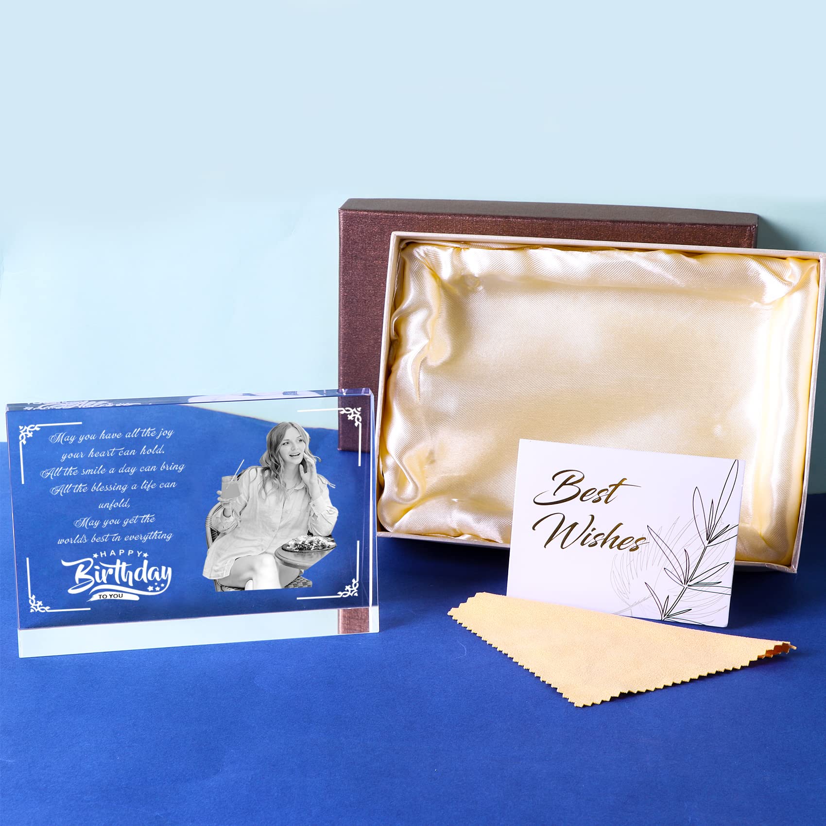 Personalized Crystal Photo Keepsake & Paperweight - Custom Laser Etched Birthday Gift for Women, Best Friend, Sister, Mom or Wife | Unique Friendship Present for Anniversary, Wedding, Mother's Day | Office Desk Decor & Sentimental Home Decoration