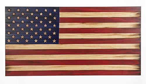 Rustic Wood American Flag - Handmade Distressed Wooden Wall Decor for Home, Office & Patriotic Events | Perfect for 4th of July, Memorial Day & Veterans Day