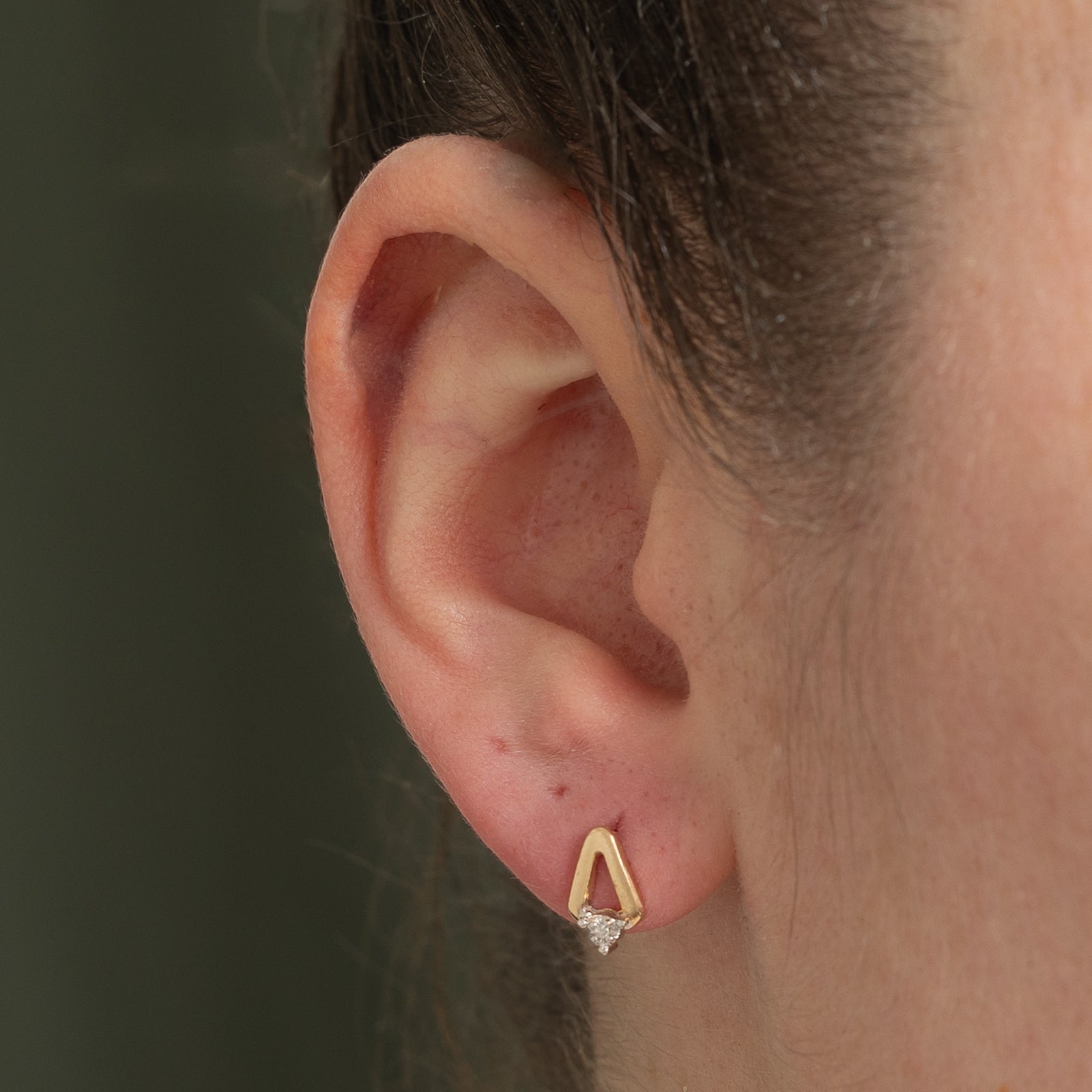 10K Gold Illusion Set Diamond Geometric Stud Earrings | 0.01ctw | Elegant Everyday Wear & Gift for Women
