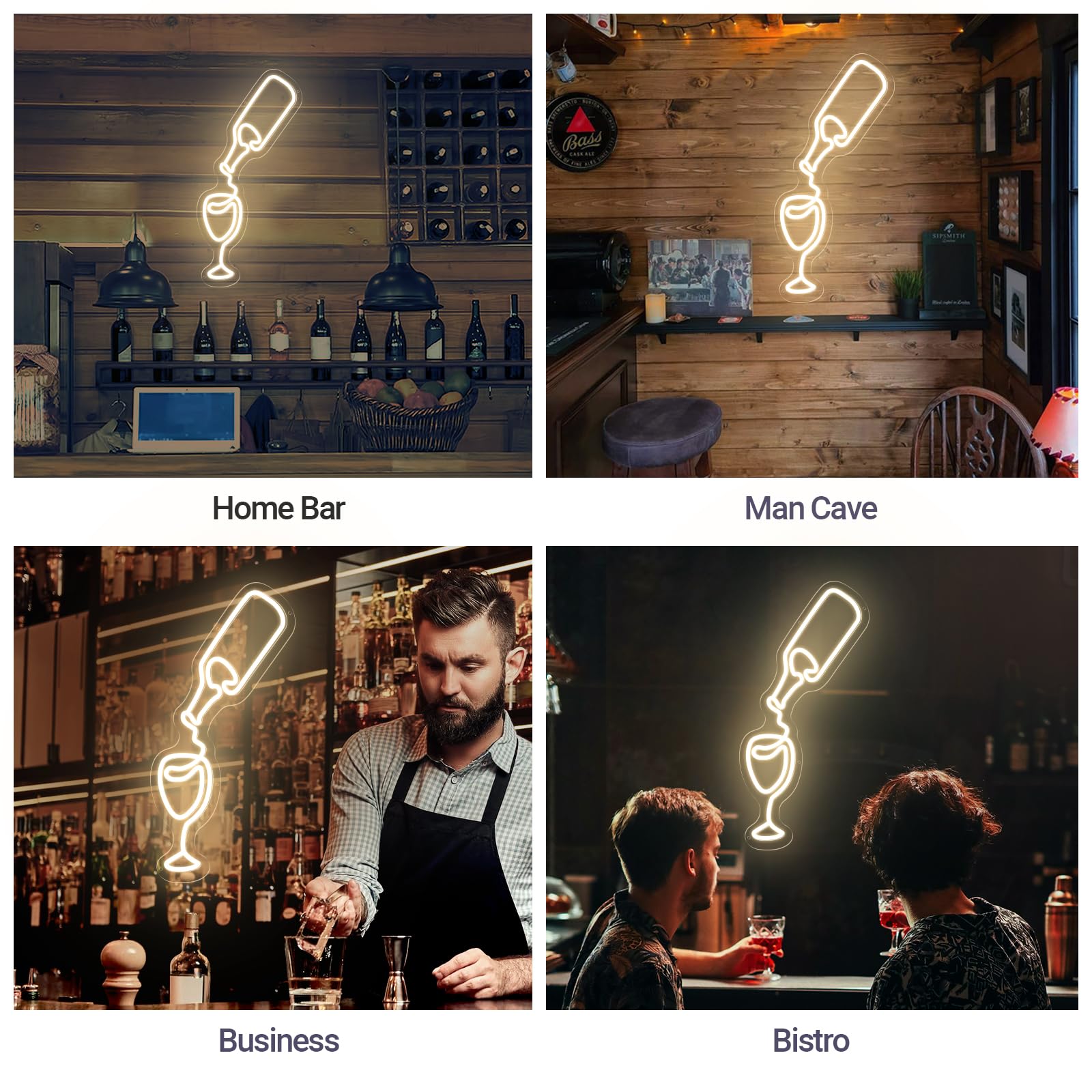 Cheers Bar Neon Sign with Remote - Dimmable LED Wall Decor for Home Bars, Pubs & Man Caves | Wine Bottle Shaped Light for Christmas, Birthday Gifts & Party Decor | Warm White Timed Lighting for Bedroom, Bistro & Club Atmosphere