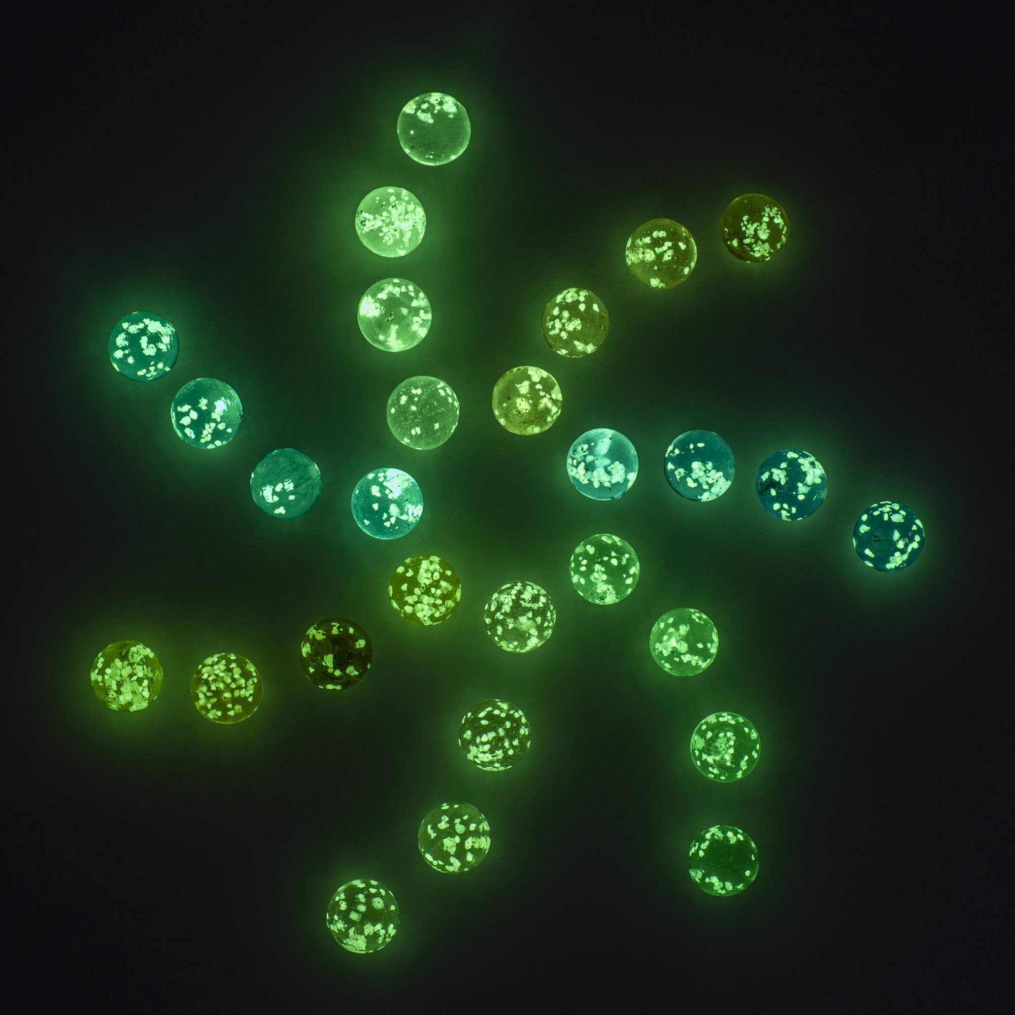 Glow in The Dark Glass Marbles for Kids - 30 Pcs 16mm Assorted Color Marble Shooters for Chinese Checkers, Board Games & DIY Crafts - Bulk Small Tiny Glass Marbles (5/8 Inch) - Perfect for Night Play, Sensory Bins & Educational Activities